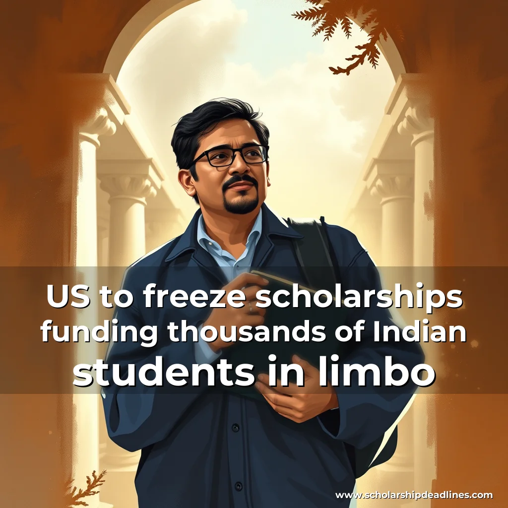 Artistic representation for US to freeze scholarships funding thousands of Indian students in limbo