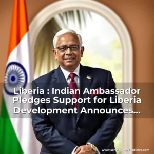 Artistic representation for Liberia : Indian Ambassador Pledges Support for Liberia Development Announces Scholarships for Margibi Youth